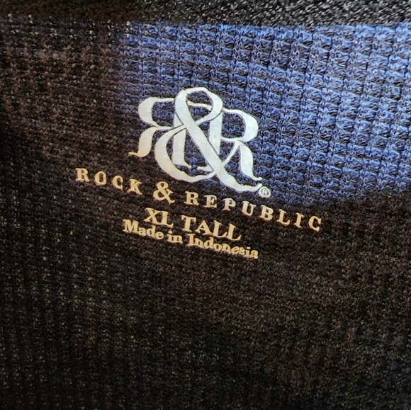 Rock and Republic XL Tall Navy Blue Long Sleeve Henley Shirt - Picture 3 of 15